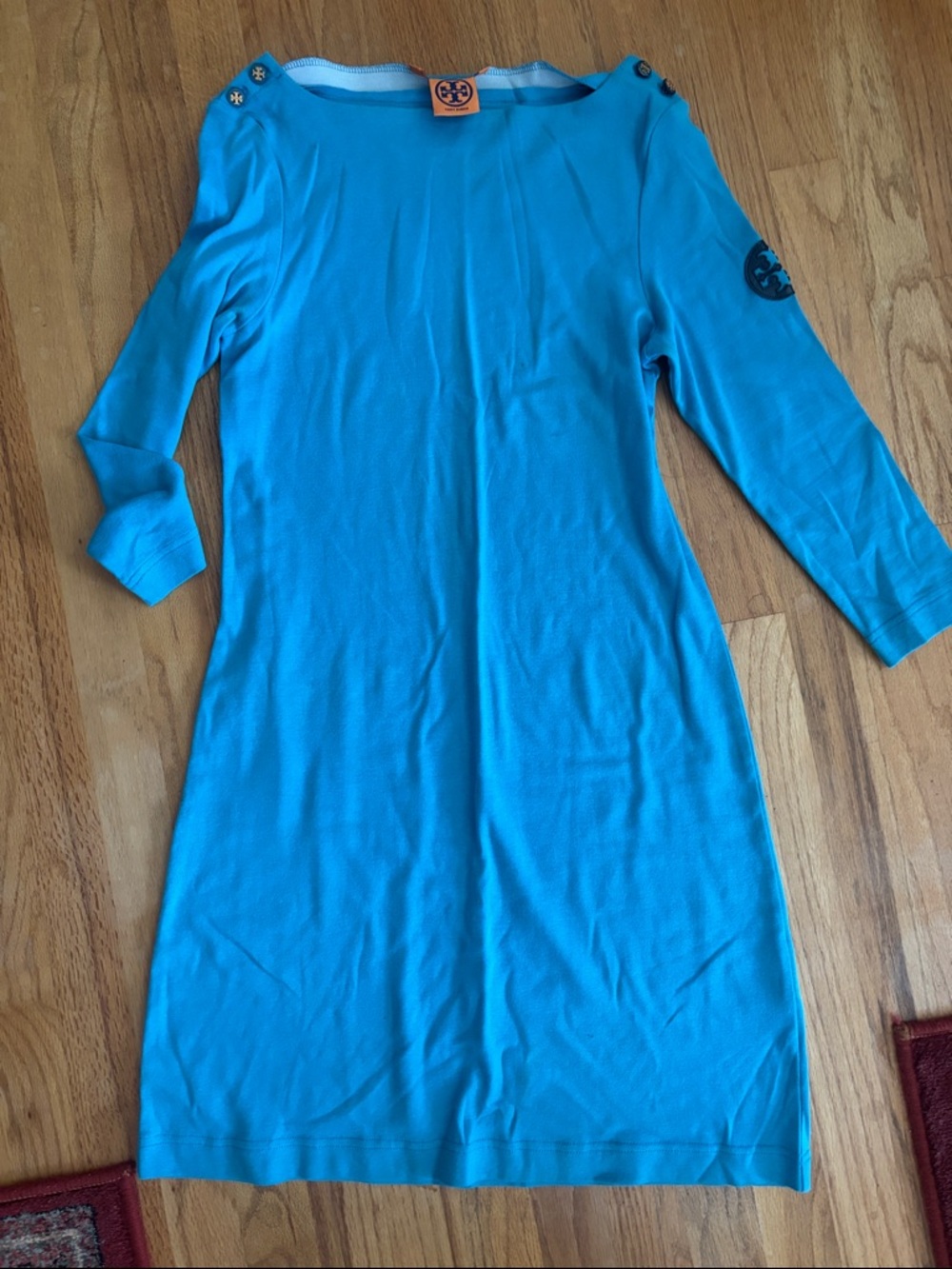 Tory Burch Bright Turquoise Boatneck Knit Dress